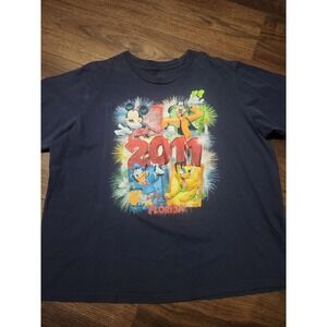Disney Shirt Mens 2XL Blue Mickey Goofy Pluto Donald 2011 Florida Graphic‎ Tee